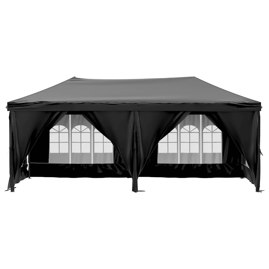 Tenda per Feste Pieghevole con Pareti Laterali Nero 3x6 m | homemem39