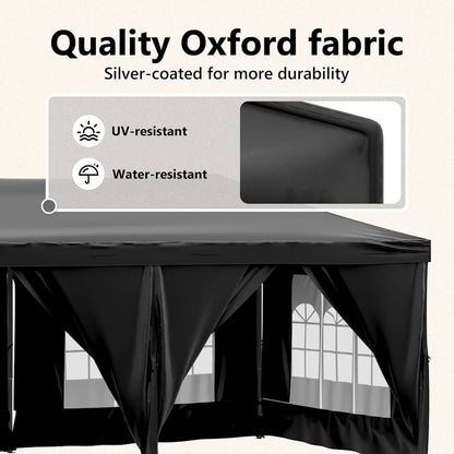 Tenda per Feste Pieghevole con Pareti Laterali Nero 3x6 m | homemem39