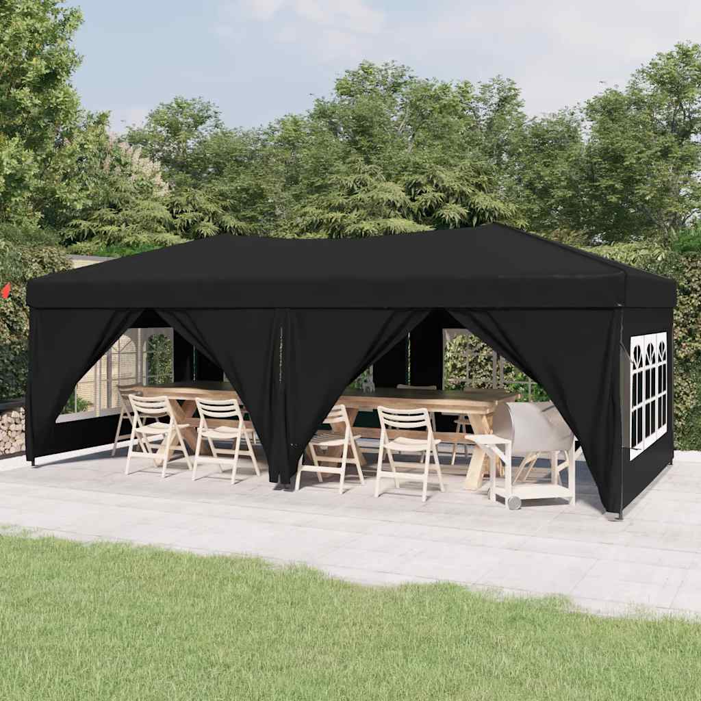 Tenda per Feste Pieghevole con Pareti Laterali Nero 3x6 m | homemem39