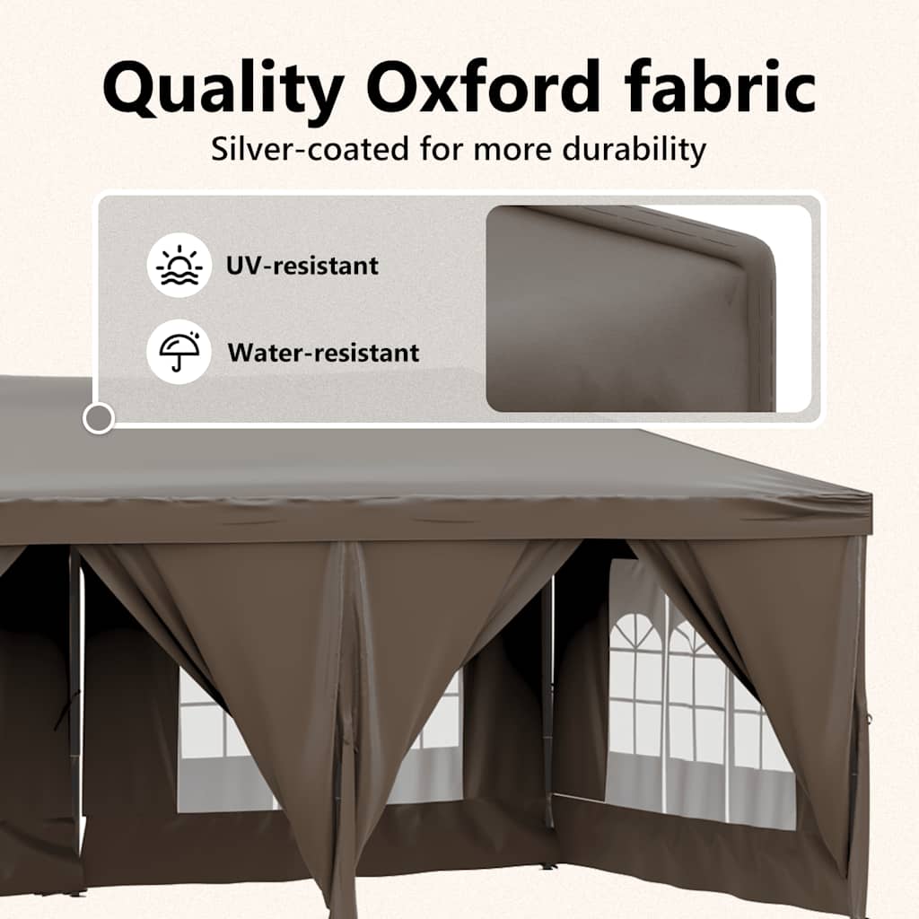 Tenda per Feste Pieghevole con Pareti Laterali Tortora 3x6 m | homemem39