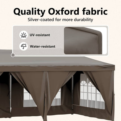 Tenda per Feste Pieghevole con Pareti Laterali Tortora 3x6 m | homemem39