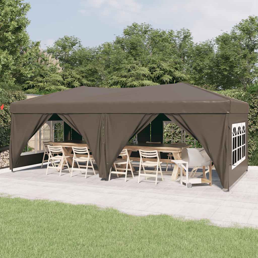 Tenda per Feste Pieghevole con Pareti Laterali Tortora 3x6 m | homemem39