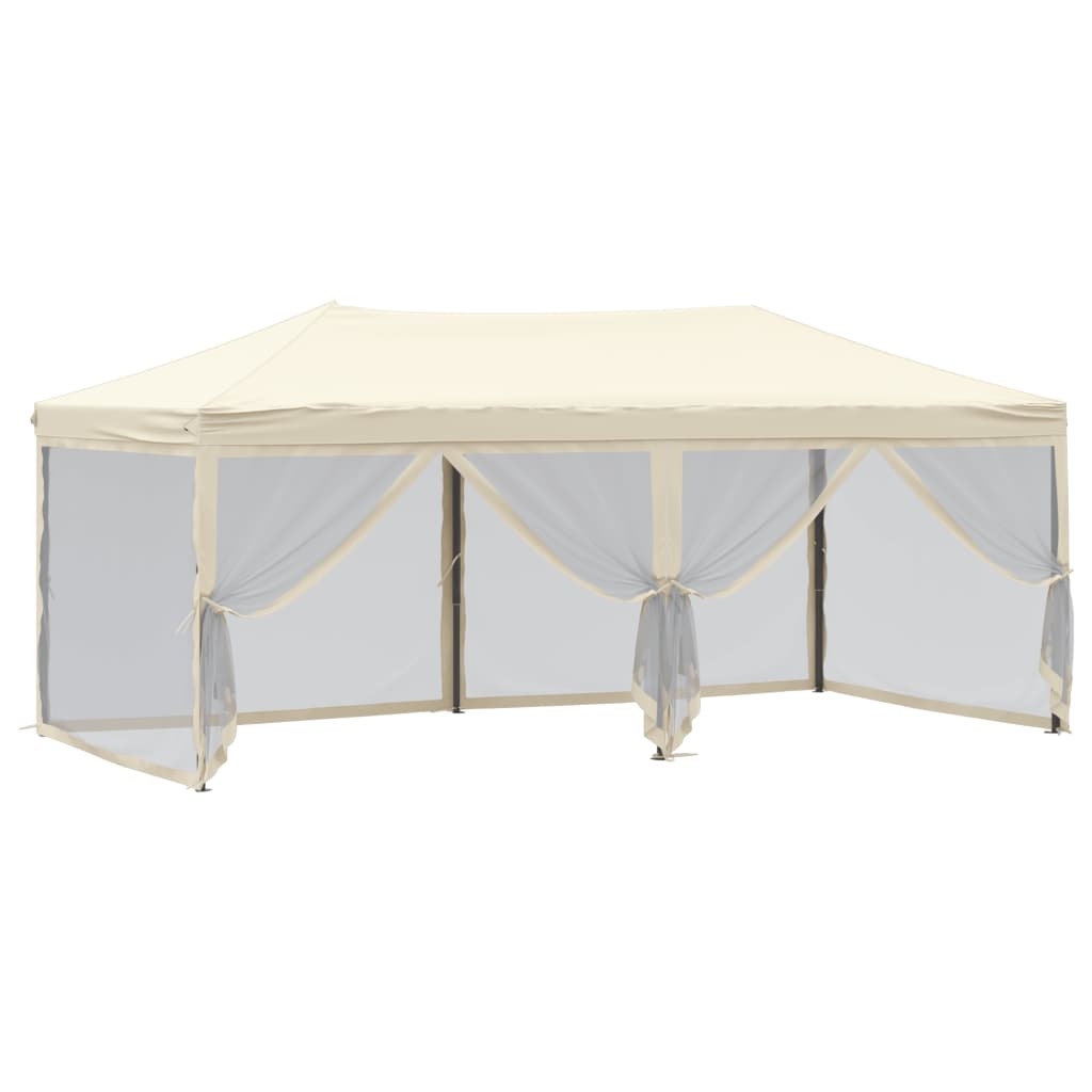 Tenda per Feste Pieghevole con Pareti Laterali Crema 3x6 m | homemem39