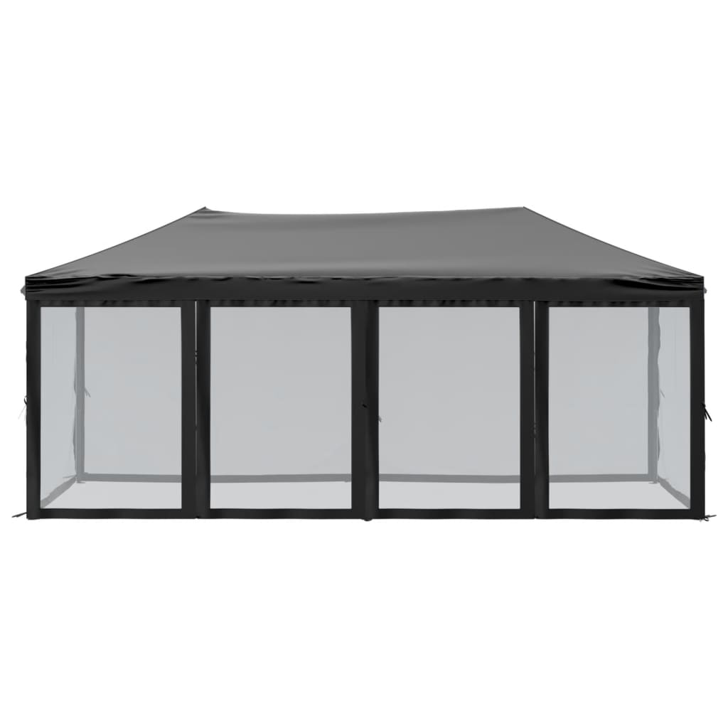 Tenda per Feste Pieghevole con Pareti Laterali Nero 3x6 m