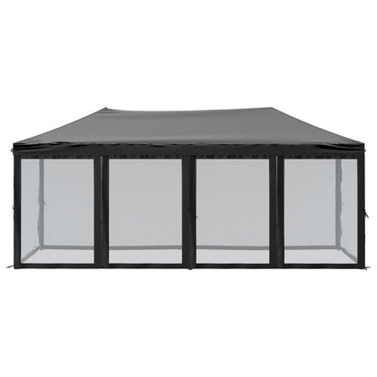 Tenda per Feste Pieghevole con Pareti Laterali Nero 3x6 m