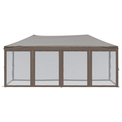 Tenda per Feste Pieghevole con Pareti Laterali Tortora 3x6 m
