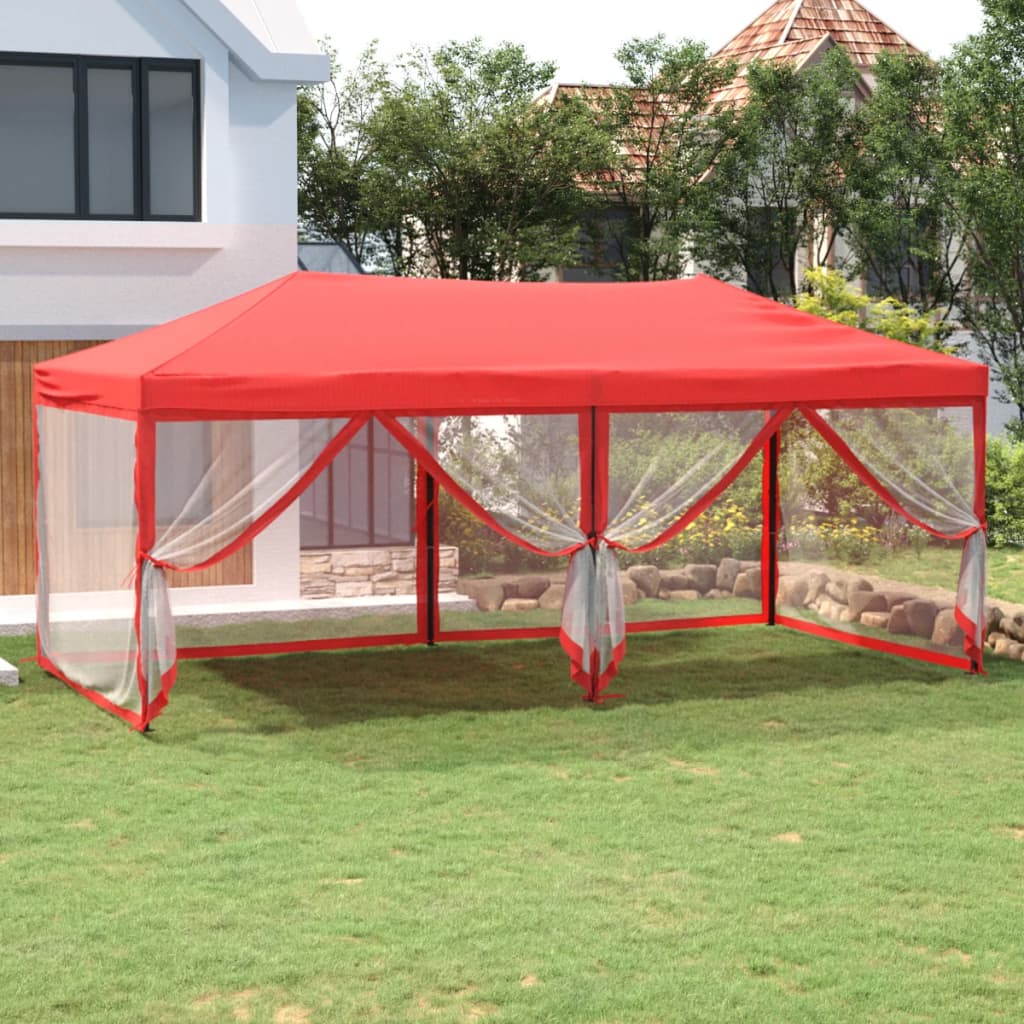 Tenda per Feste Pieghevole con Pareti Laterali Rosso 3x6 m - homemem39