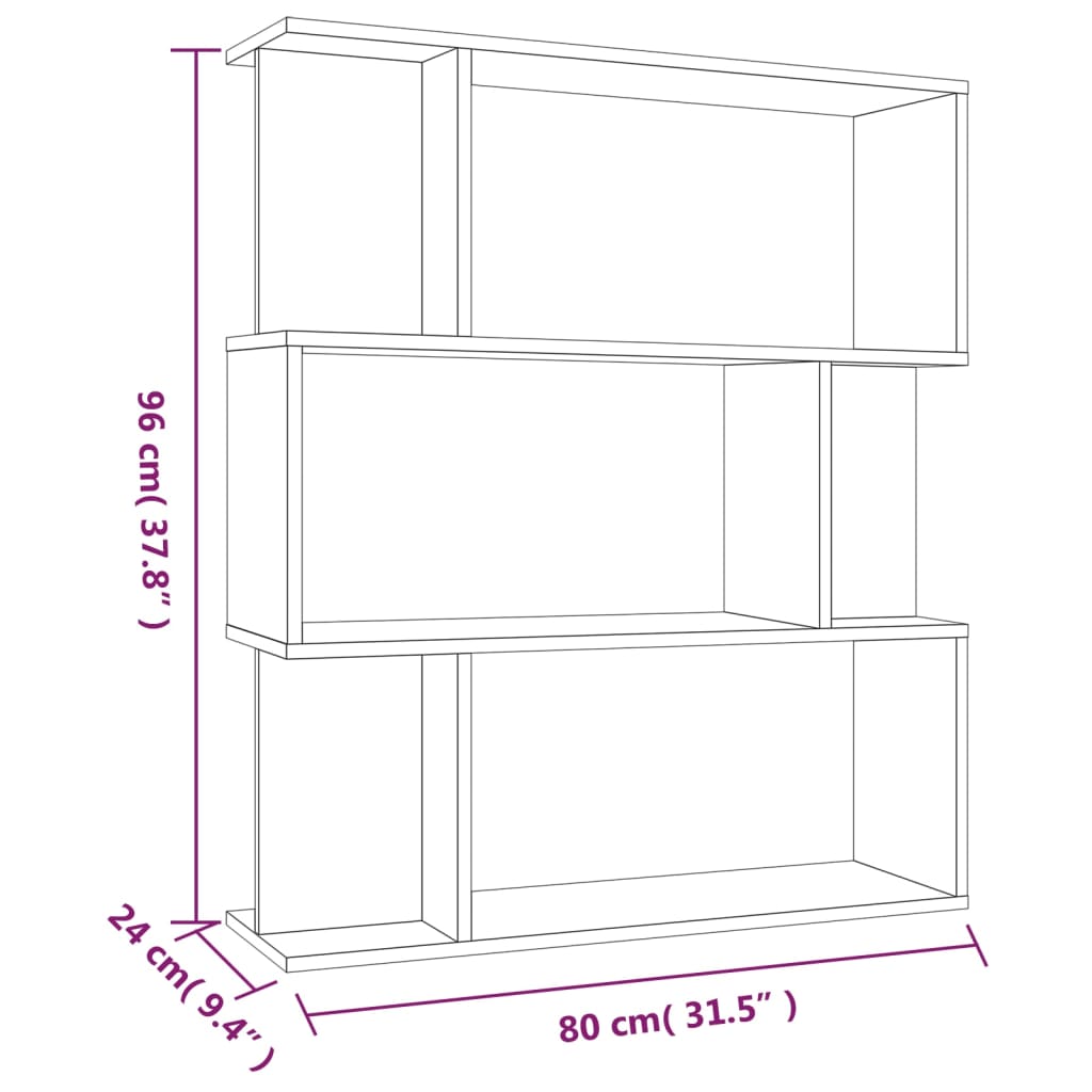 Libreria/Divisorio Rovere Fumo 80x24x96 cm in Legno Ingegnerizzato | homemem39