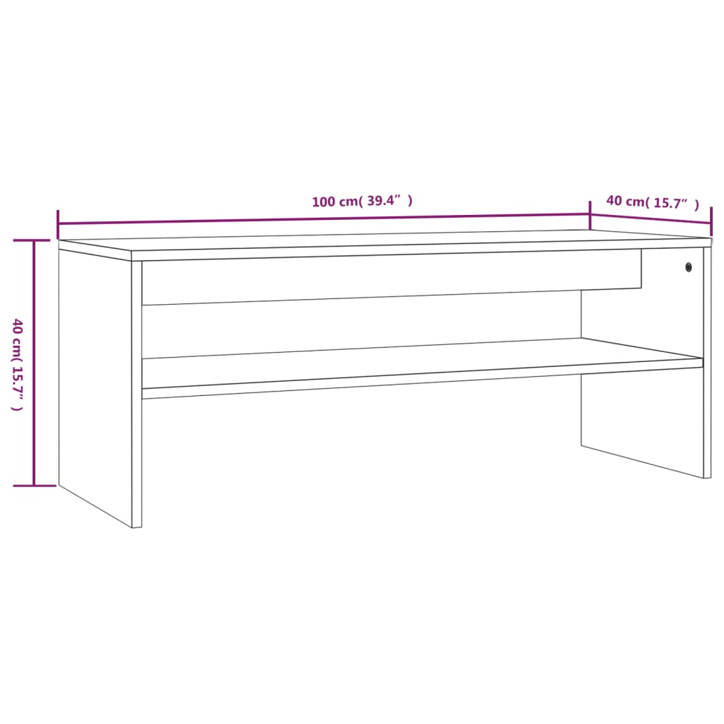 Tavolino da Salotto Rovere Fumo 100x40x40 cm Legno Multistrato | homemem39