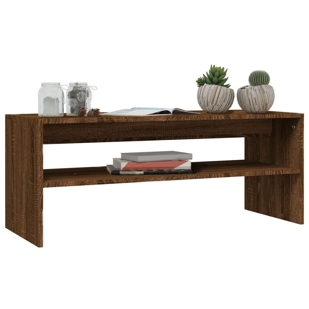 Tavolino Salotto Rovere Marrone 100x40x40 cm Legno Multistrato | homemem39