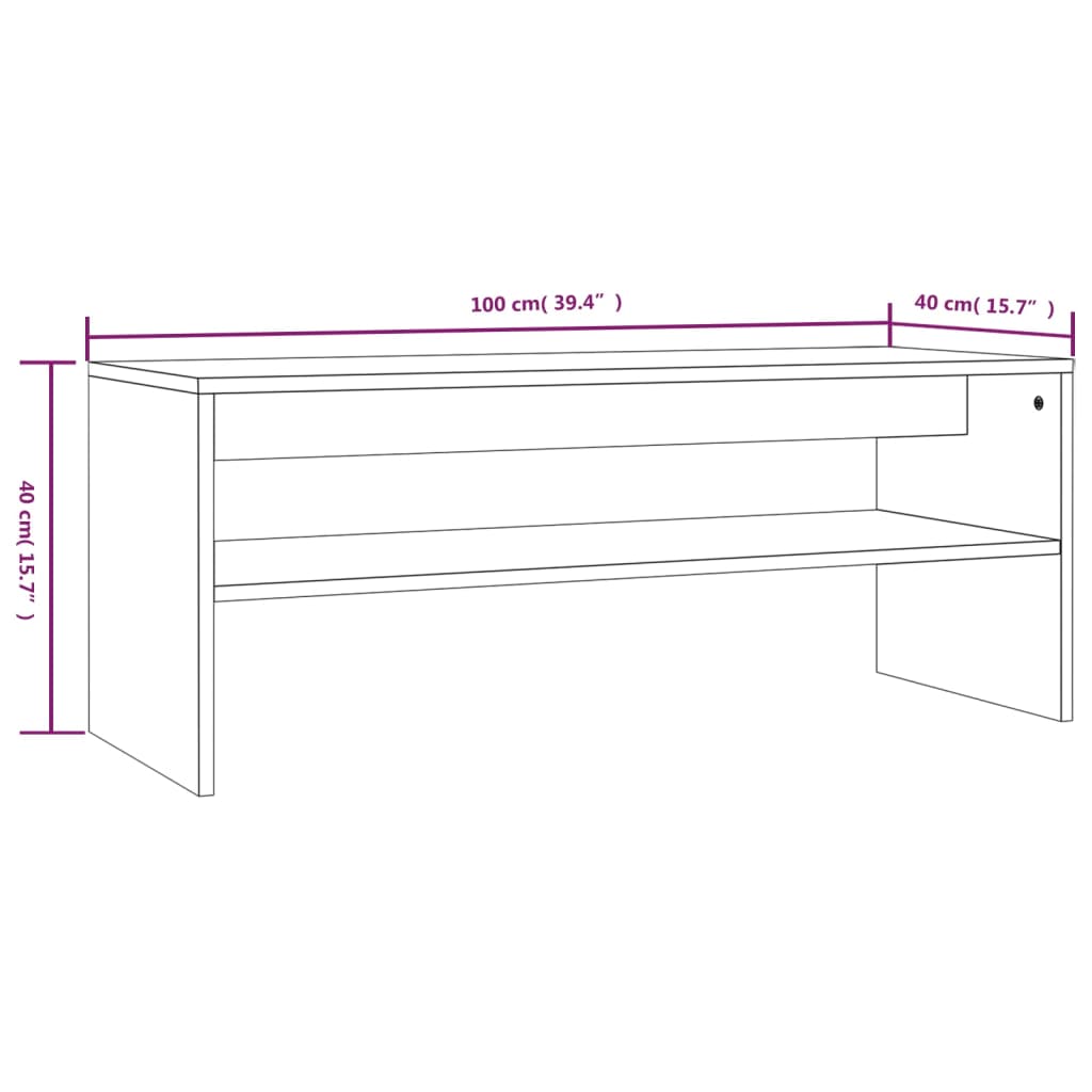 Tavolino Salotto Rovere Marrone 100x40x40 cm Legno Multistrato | homemem39