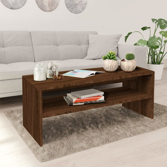 Tavolino Salotto Rovere Marrone 100x40x40 cm Legno Multistrato | homemem39