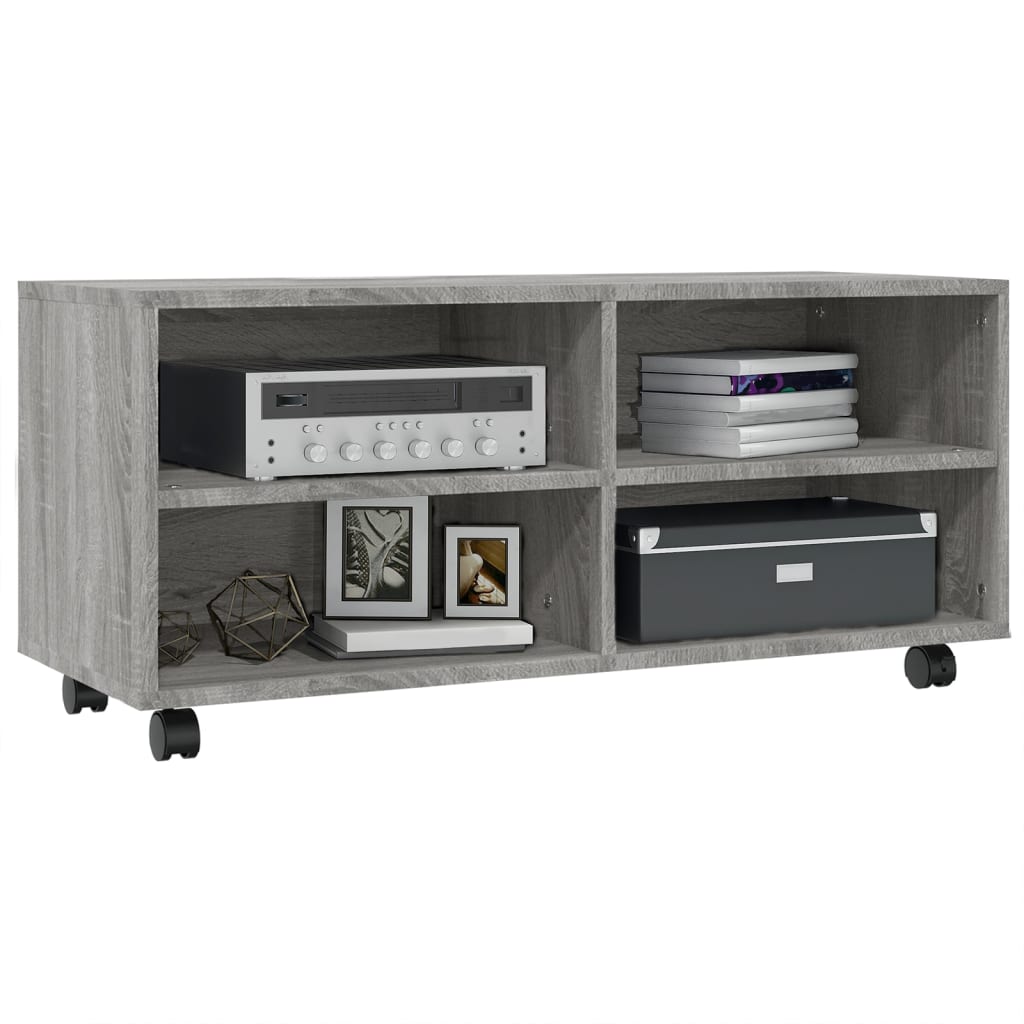 Mobile TV con Ruote Grigio Sonoma 90x35x35cm Legno Multistrato - homemem39