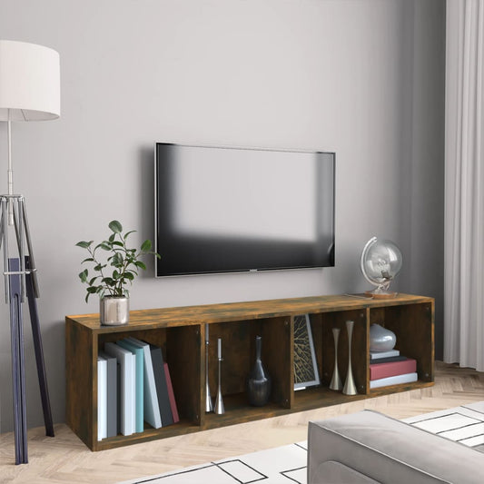 Libreria/Mobile TV Rovere Fumo 143x30x36cm in Legno Multistrato | homemem39