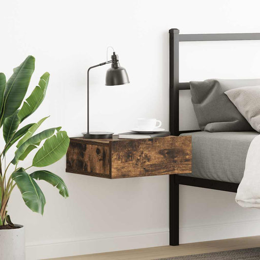 Comodino Pensile Rovere Fumo 40x30x15 cm in Legno Multistrato - homemem39