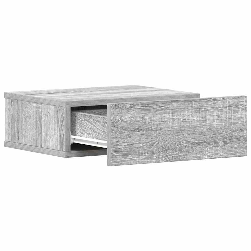 Comodino Pensile Grigio Sonoma 40x30x15cm in Legno Multistrato - homemem39