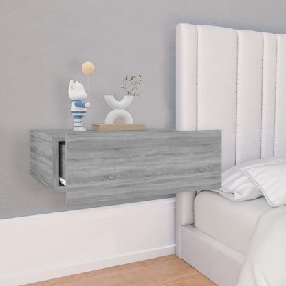 Comodini Pensili Grigio Sonoma 2pz 40x30x15cm Legno Multistrato