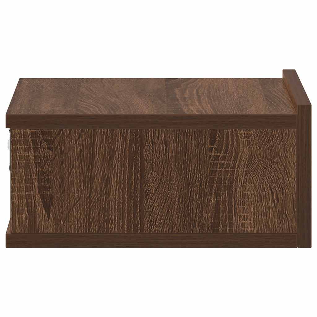 Comodino Pensile Rovere Marrone 40x30x15cm in Legno Multistrato