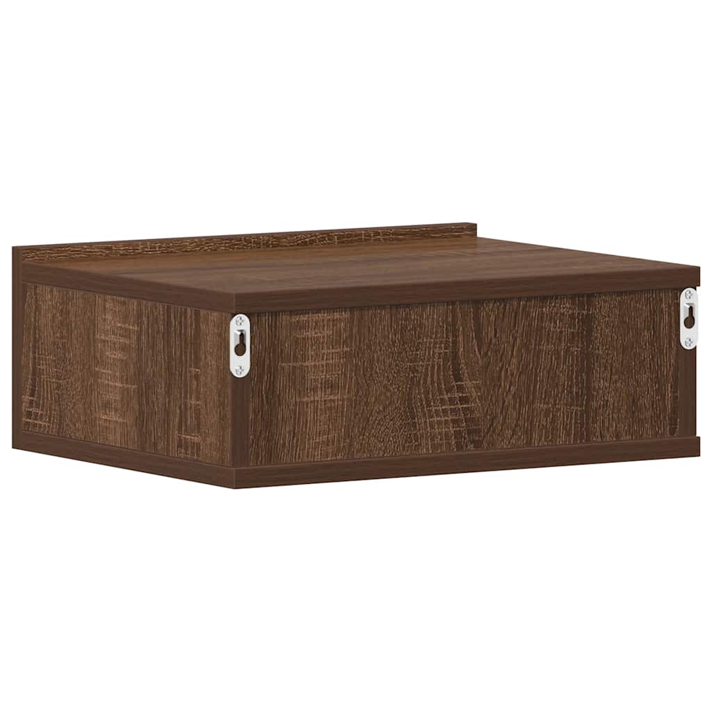 Comodino Pensile Rovere Marrone 40x30x15cm in Legno Multistrato