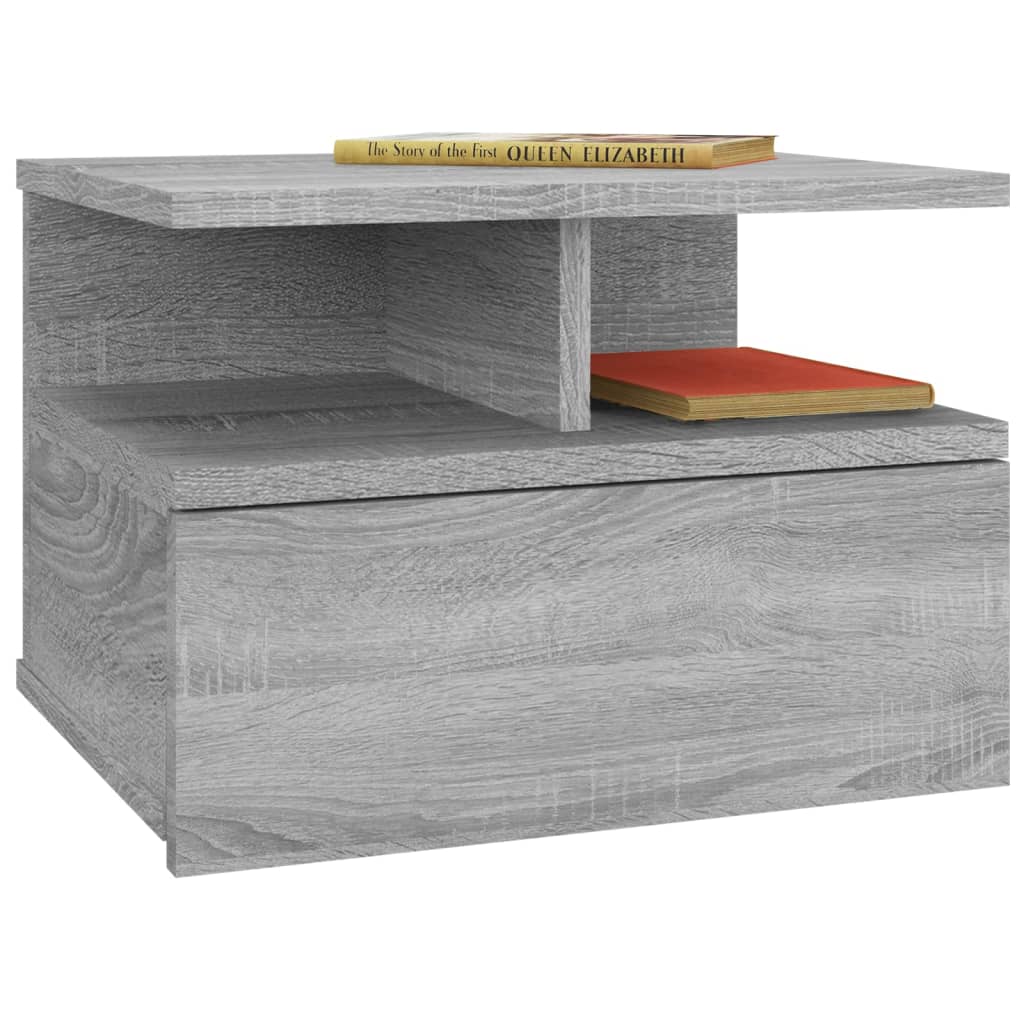 Comodino Pensile Grigio Sonoma 40x31x27cm in Legno Multistrato - homemem39