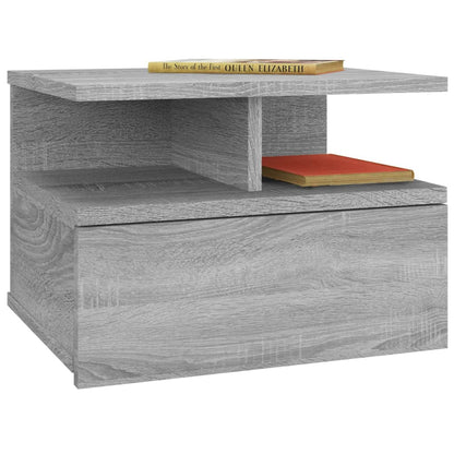Comodino Pensile Grigio Sonoma 40x31x27cm in Legno Multistrato - homemem39