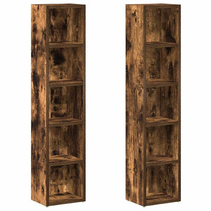 Mobili Porta CD 2pz Rovere Fumo 21x16x93,5cm Legno Multistrato - homemem39