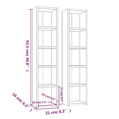 Mobili Porta CD 2pz Rovere Marrone 21x16x93,5 Legno Multistrato - homemem39