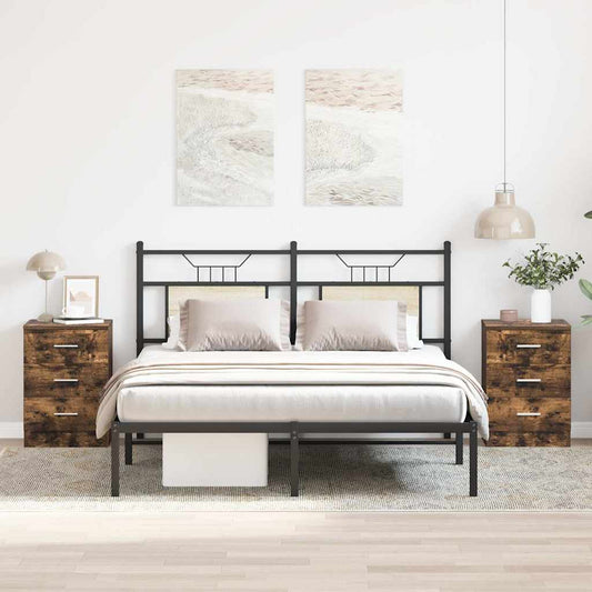 Comodini 2 pz Rovere Fumo 38x35x56 cm in Legno Multistrato