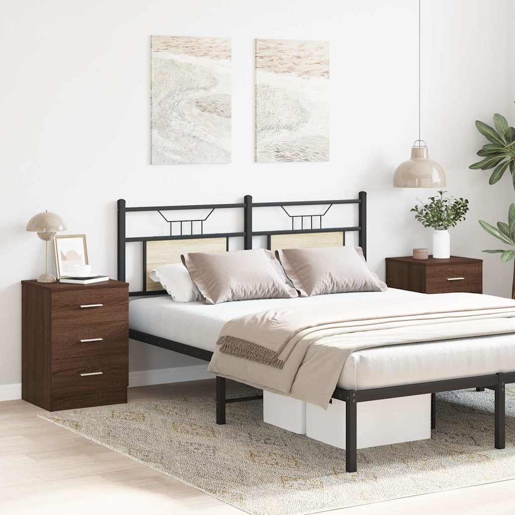 Comodini 2 pz Rovere Marrone 38x35x56 cm in Legno Multistrato - homemem39