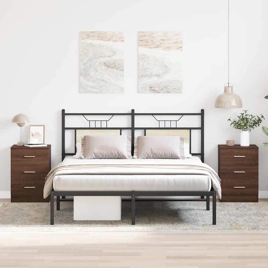 Comodini 2 pz Rovere Marrone 38x35x56 cm in Legno Multistrato - homemem39