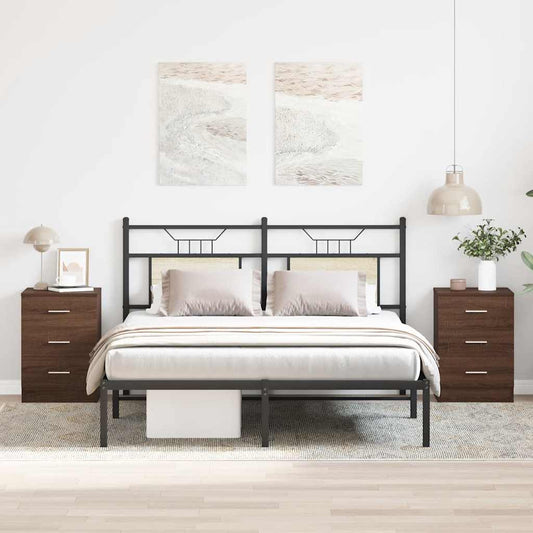 Comodini 2 pz Rovere Marrone 38x35x56 cm in Legno Multistrato - homemem39