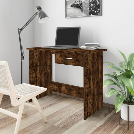Scrivania Rovere Fumo 100x50x76 cm in Legno Multistrato - homemem39