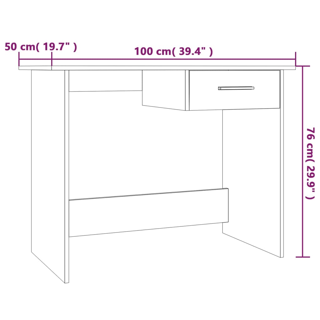 Scrivania Grigio Sonoma 100x50x76 cm in Legno Multistrato - homemem39