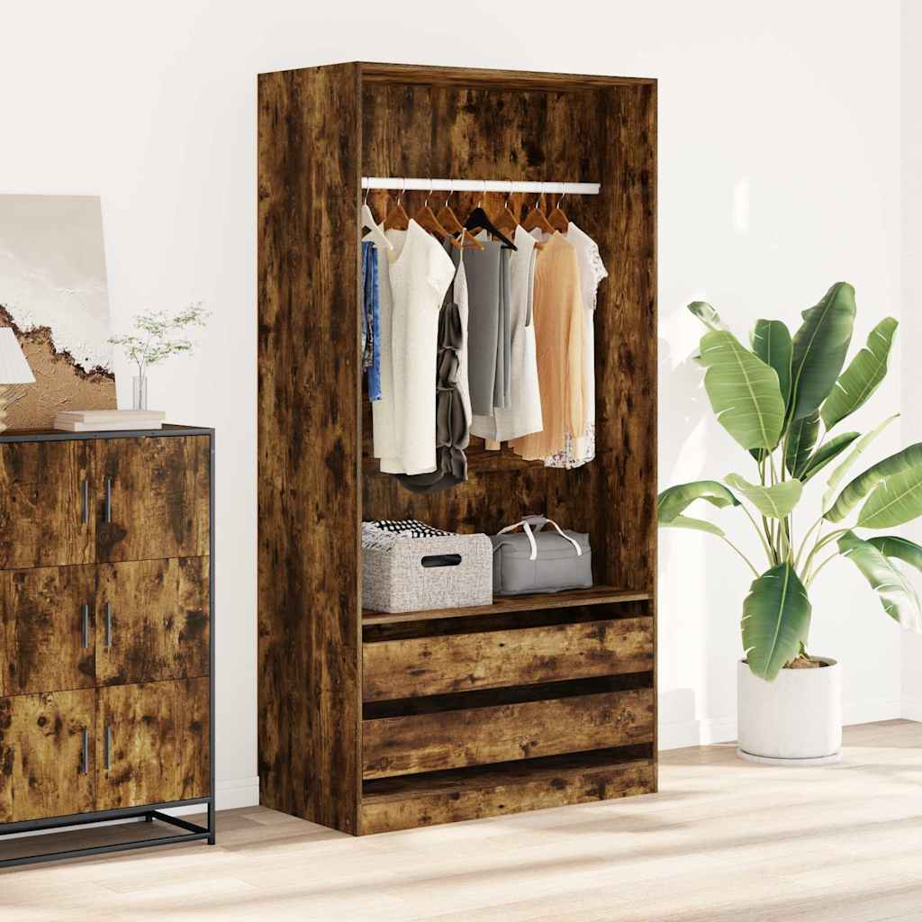 Armadio Rovere Fumo 100x50x200 cm in Legno Multistrato