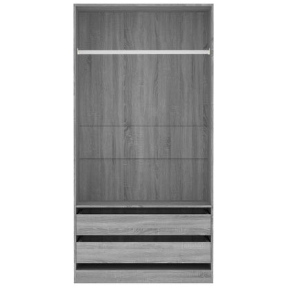 Armadio Grigio Sonoma 100x50x200 cm in Legno Multistrato - homemem39