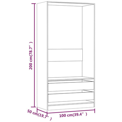 Armadio Grigio Sonoma 100x50x200 cm in Legno Multistrato - homemem39