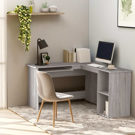 Scrivania Angolare Grigio Sonoma 120x140x75cm Legno Multistrato - homemem39