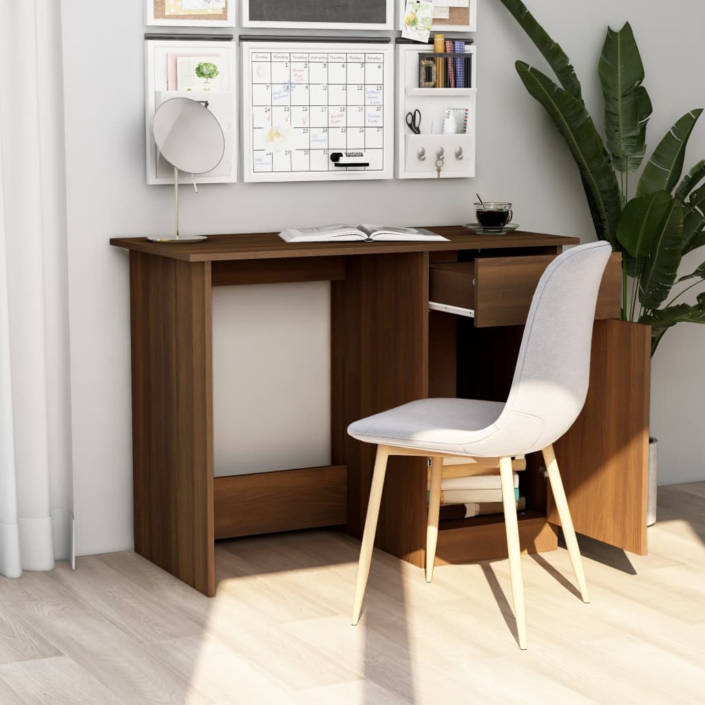 Scrivania Rovere Marrone 100x50x76 cm in Legno Multistrato - homemem39