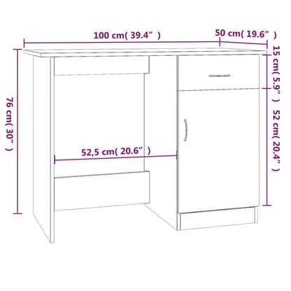 Scrivania Rovere Marrone 100x50x76 cm in Legno Multistrato - homemem39