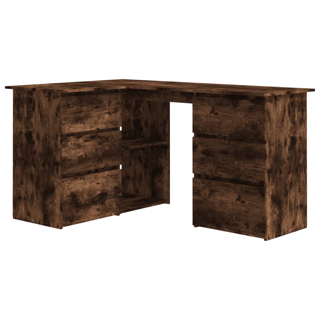 Scrivania ad Angolo Rovere Fumo 145x100x76 cm Legno Multistrato - homemem39