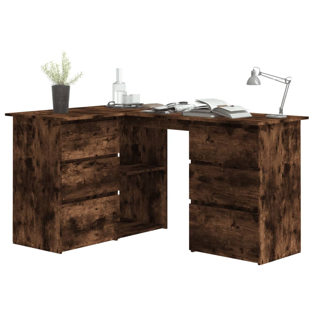 Scrivania ad Angolo Rovere Fumo 145x100x76 cm Legno Multistrato - homemem39