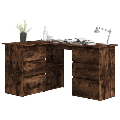 Scrivania ad Angolo Rovere Fumo 145x100x76 cm Legno Multistrato - homemem39