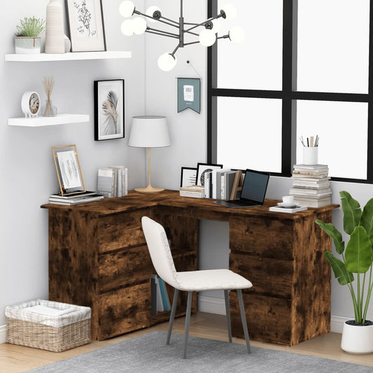 Scrivania ad Angolo Rovere Fumo 145x100x76 cm Legno Multistrato - homemem39