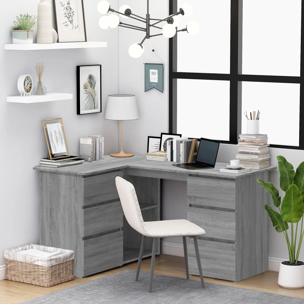 Scrivania Angolo Grigio Sonoma 145x100x76 cm Legno Multistrato - homemem39