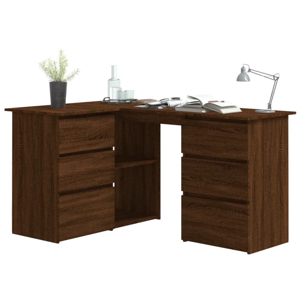Scrivania Angolo Rovere Marrone 145x100x76 cm Legno Multistrato - homemem39