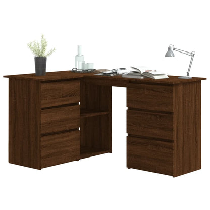 Scrivania Angolo Rovere Marrone 145x100x76 cm Legno Multistrato - homemem39