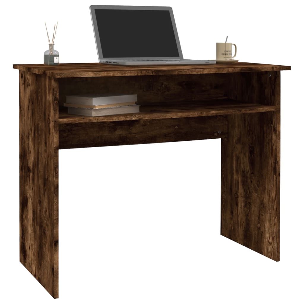 Scrivania Rovere Fumo 90x50x74 cm in Legno Multistrato - homemem39