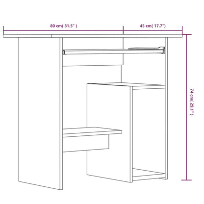 Scrivania Grigio Sonoma 80x45x74 cm in Legno Multistrato - homemem39