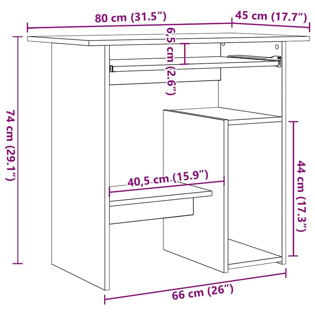 Scrivania Rovere Marrone 80x45x74 cm in Legno Multistrato - homemem39