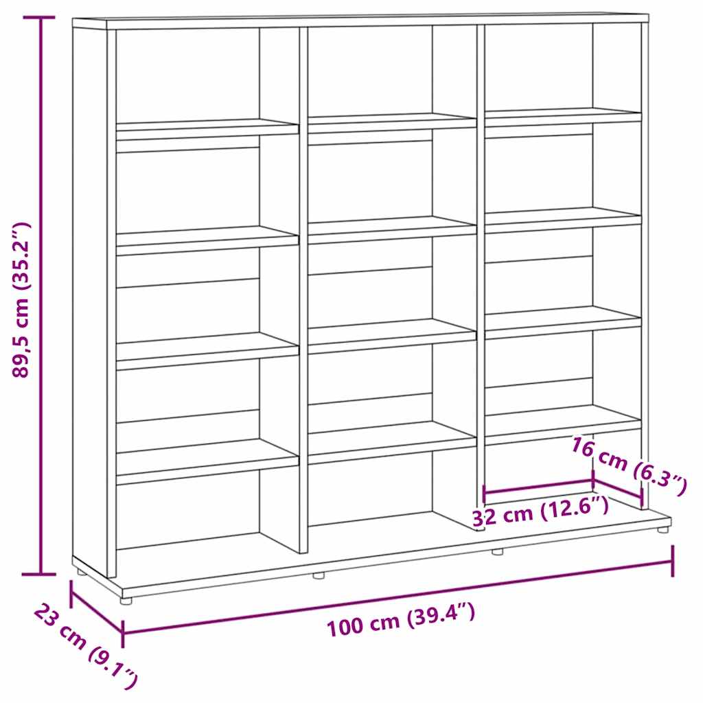 Mobile Porta CD Grigio Sonoma 100x23x89,5 cm Legno Multistrato